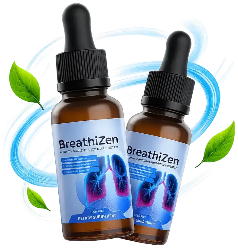 Two bottles of BreathiZen respiratory support spray