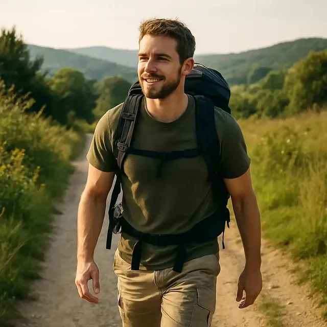 A man hiking on a trail